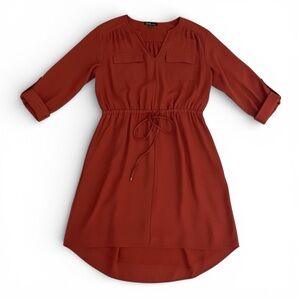DALIA Women’s Terracotta High Low Drawstring Dress 3/4 Sleeves Size 6